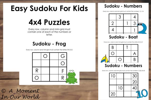 Easy Sudoku for Kids Printable